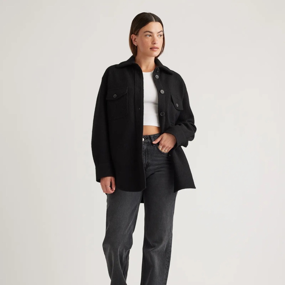 Quince NWT Merino Wool Shirt Jacket Black Multiple Sizes - Picture 4 of 16